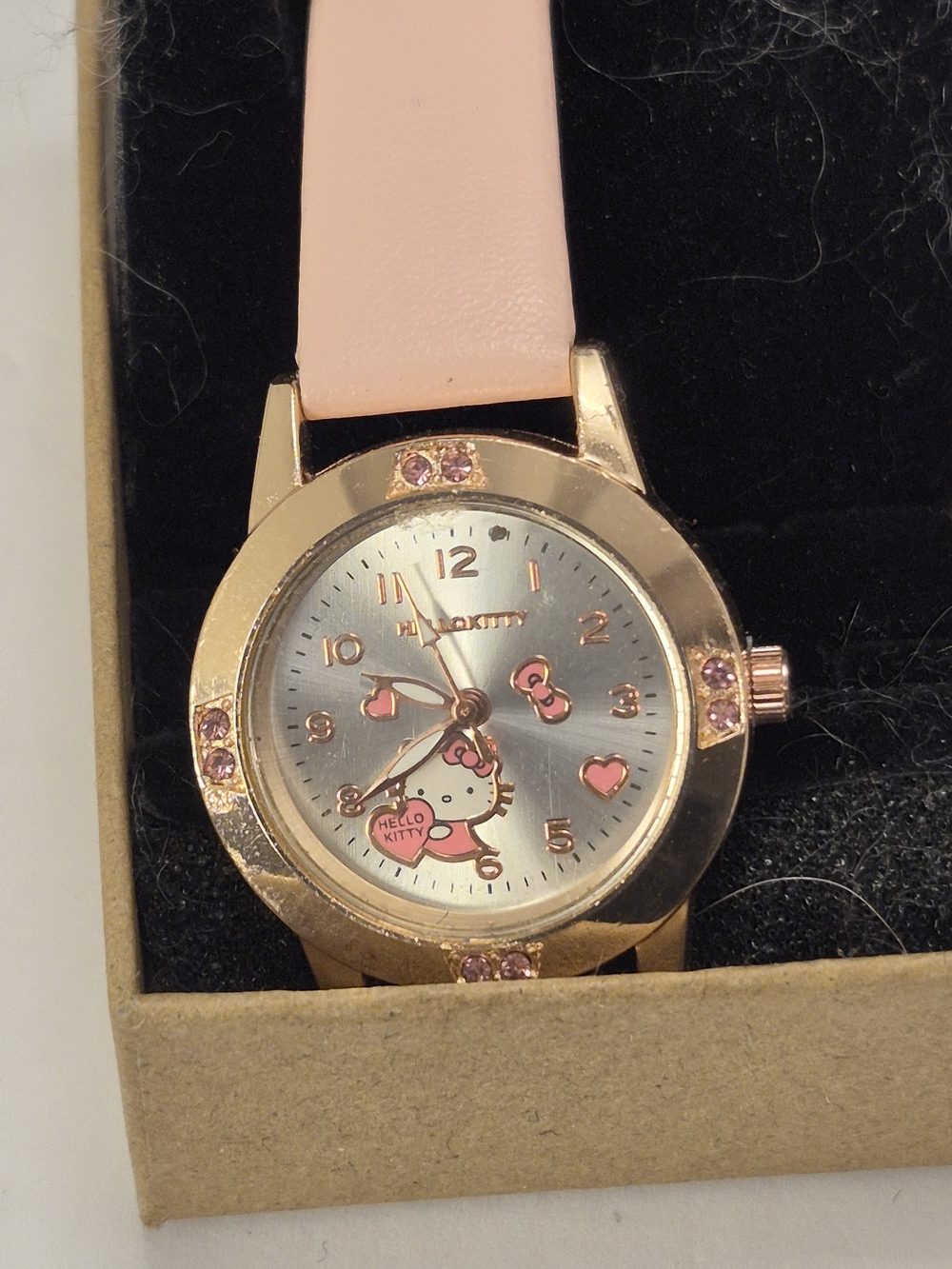 Hello Kitty Rose Gold-Tone Case Watch with Pink Leather Strap